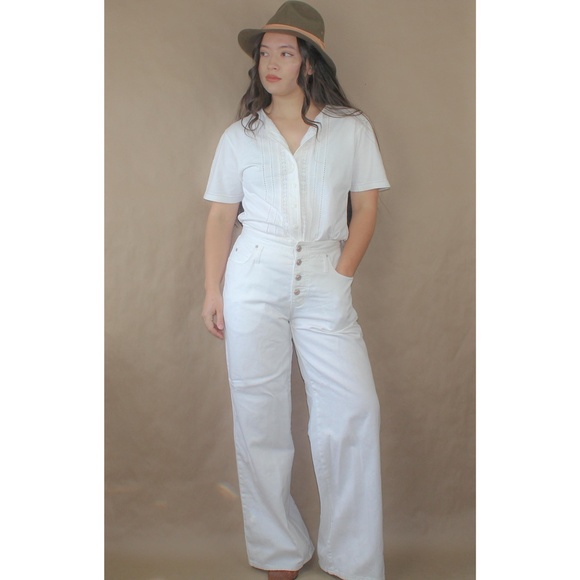 Vintage Denim - (298) vtg 80s high waisted button fly flared sailor pants